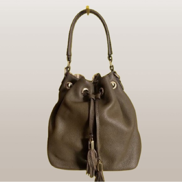 Henri Bendel Olive Green Bedford Bucket Bag